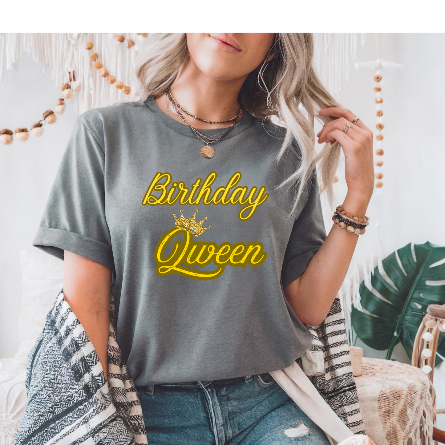Birthday Queen Gray color T-shirt celebration party gift surprise