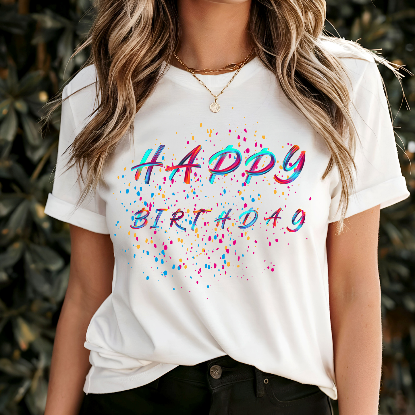 Happy Birthday white T-shirt for party and celebration