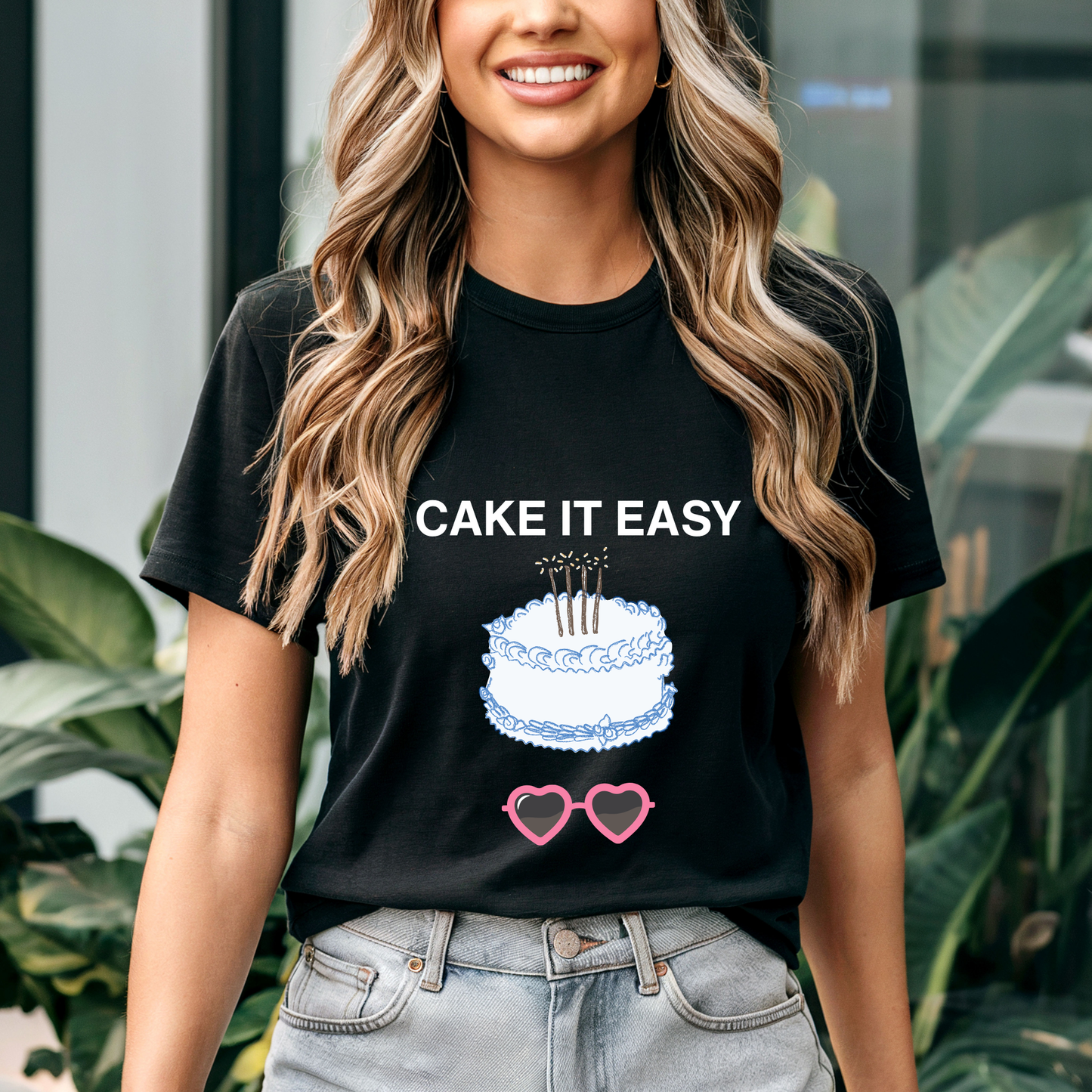 Birthday T-shirt party cake it easy jokes celebration gift surprise jokes woman