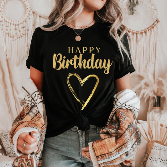 Happy Birthday Black t-shirt for woman party celebration surprise gift