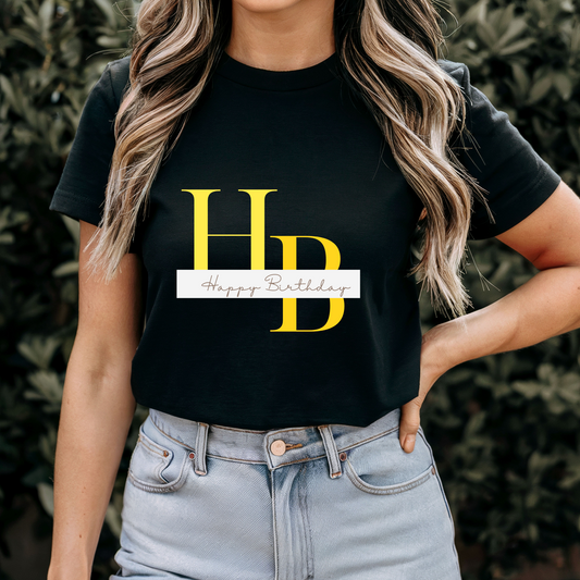 Happy Birthday Black T-shirt for celebration and party for woman gift surprise